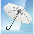 High Quality Auto Open Double U Ribs Leather Handle Straight Umbrella with Black Coating